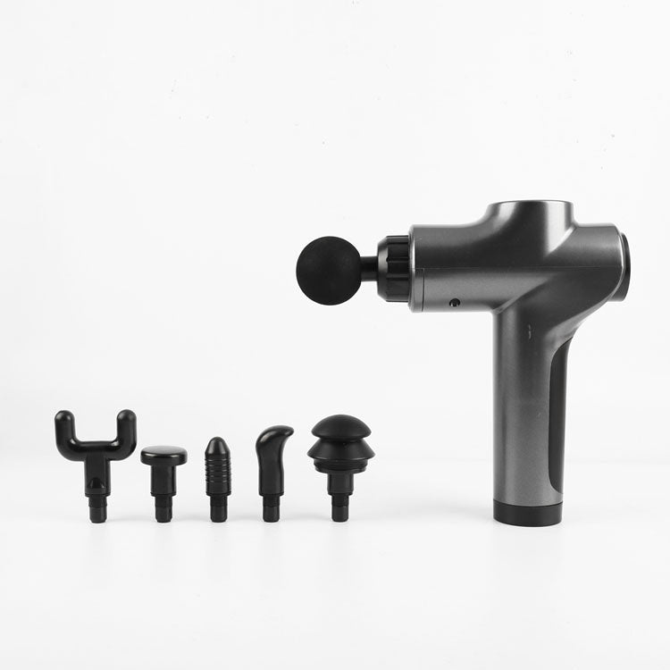 Nestora quiet percussion massage gun with six interchangeable heads and charging base