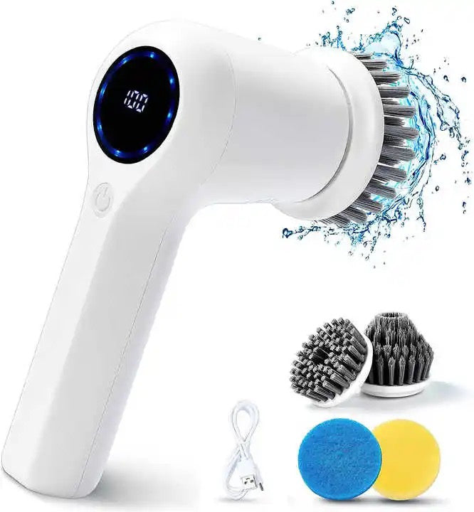 Nestora cordless electric spin scrubber with brush heads