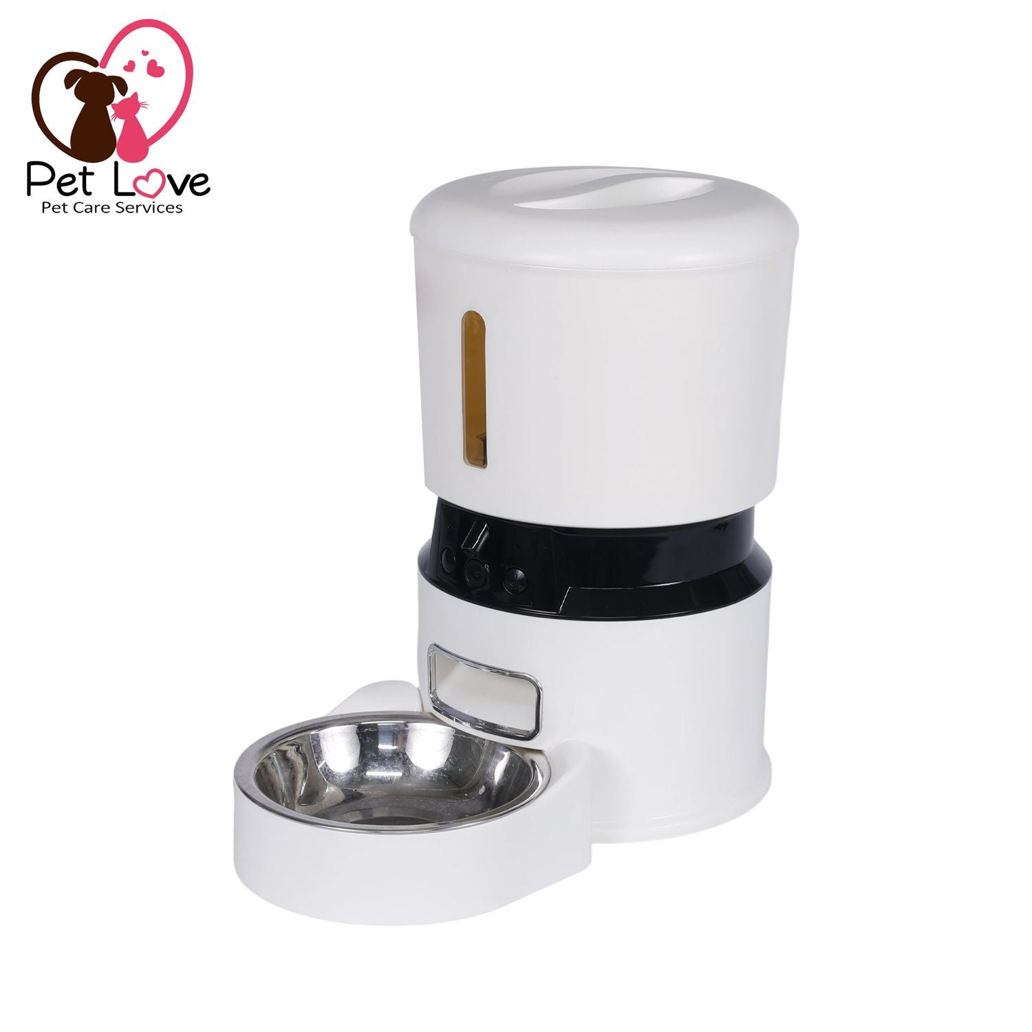 Nestora WiFi smart pet feeder with 4L hopper next to matching pet water fountain